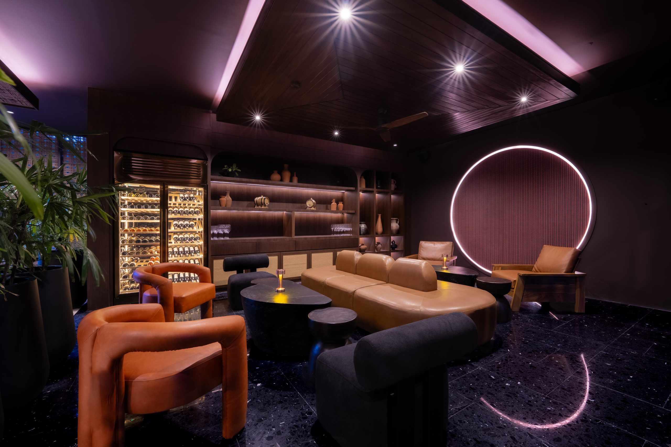 The intimate wine lounge at Sana Uluwatu