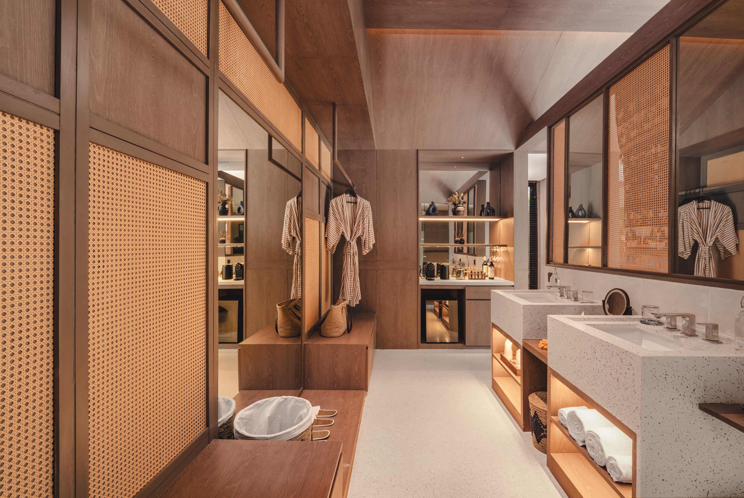Wardrobe and minibar inside a one-bedroom villa at Nuju Uluwatu